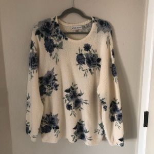 Knox Rose Blue and Cream Rose Sweater